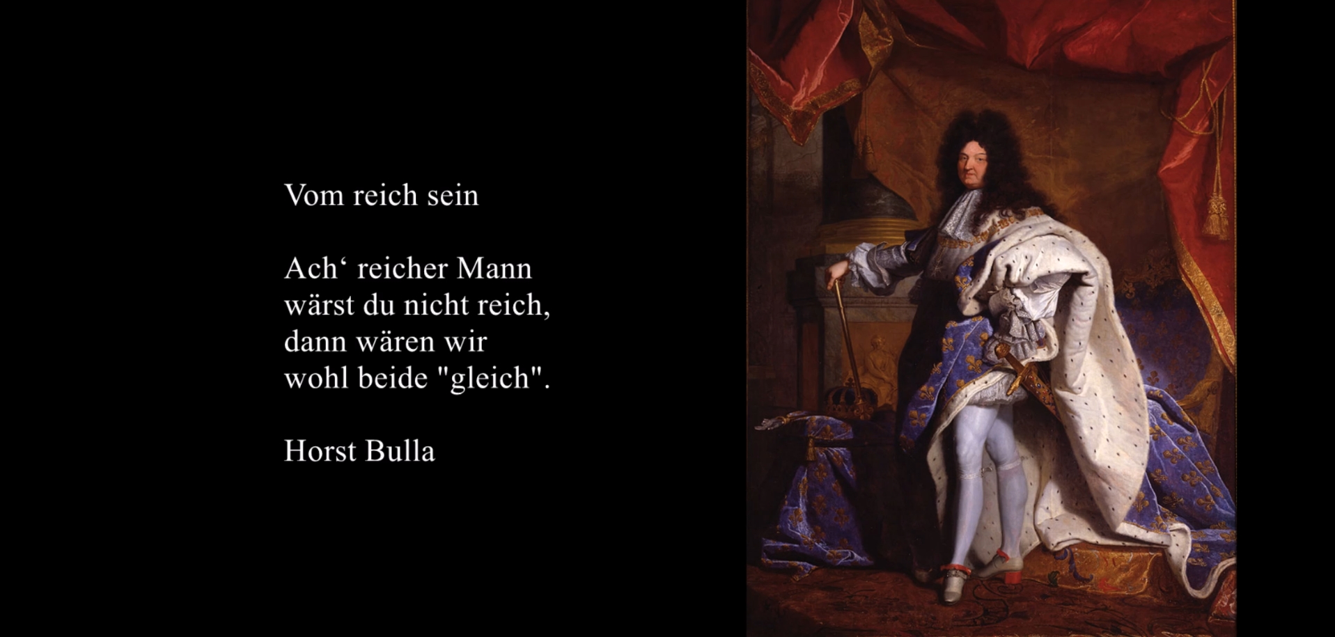 Bildgedicht: Gedicht, Vom reich sein von Horst Bulla