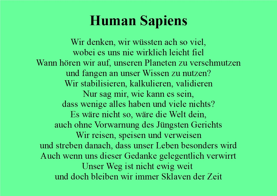 Bildgedicht: human sapiens