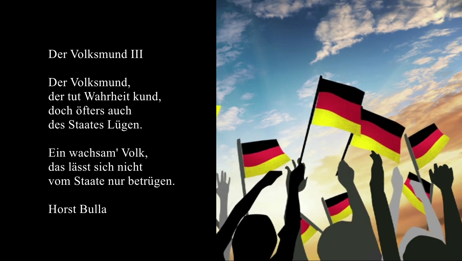 Bildgedicht: Gedicht, Der Volksmund III von Horst Bulla