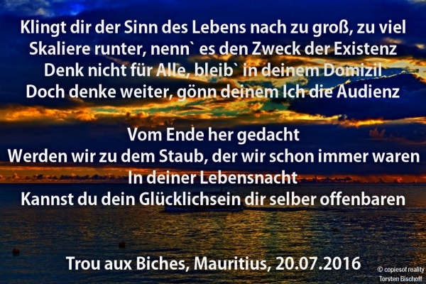 Bildgedicht: Sinn oder Zweck