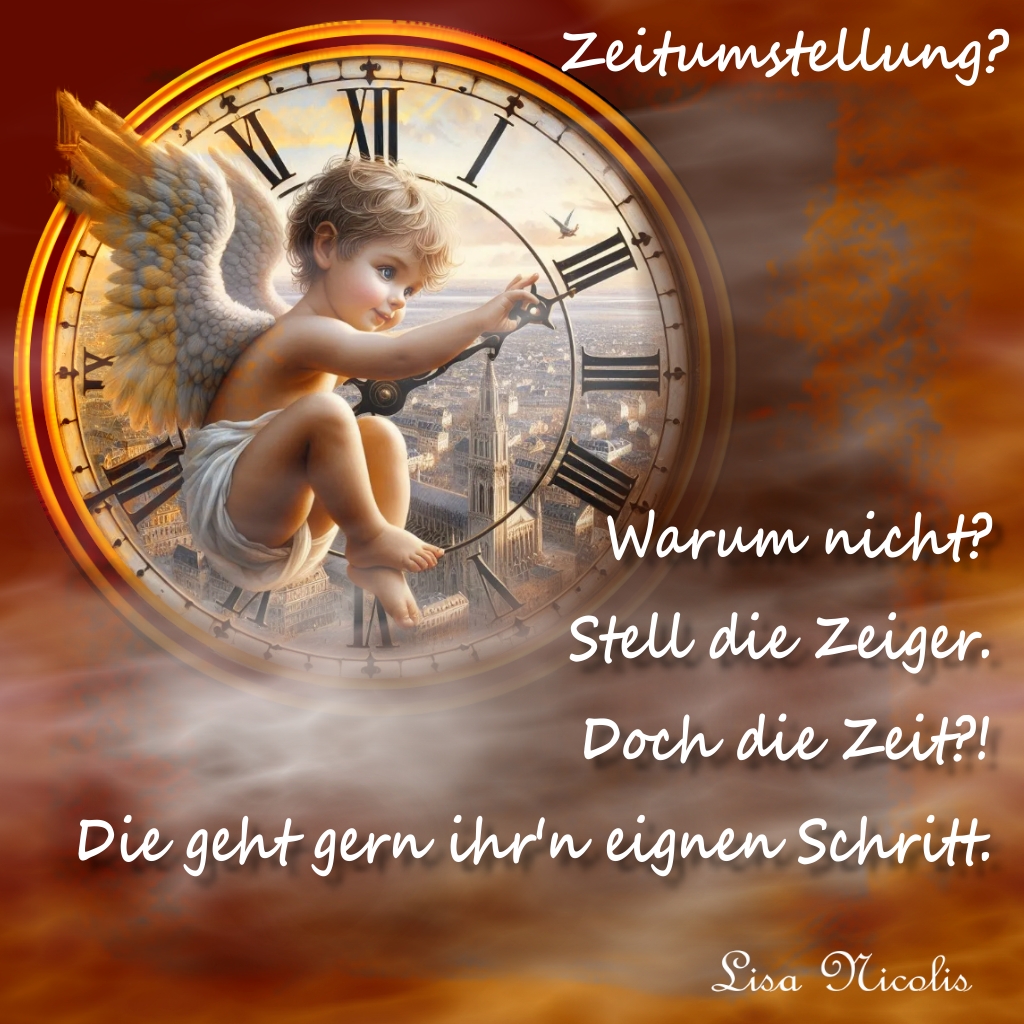 Bildgedicht: Zeitumstellung (Bild von mir mit KI erstellt)