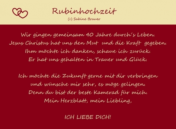 Featured image of post Rubinhochzeit Spr che Informationen zu rubinhochzeit sowie alle zu den themen hochzeitstag ehemann gl ckw nsche mann spr che ehefrau frau spruch w nsche gl ckwunsch text texte worte hochzeit