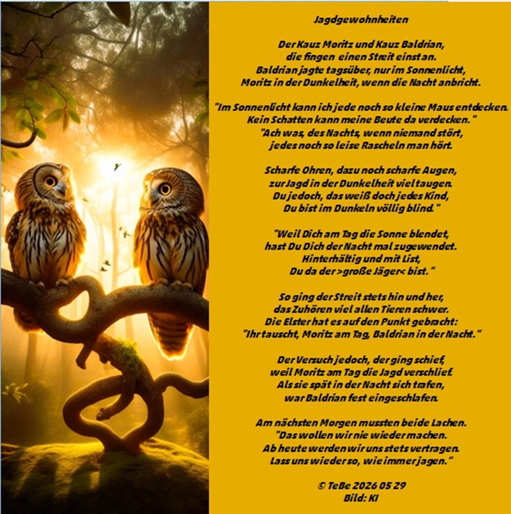 Bildgedicht: Jagdgewohnheiten