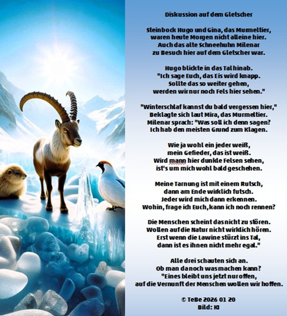 Bildgedicht: Diskussion auf dem Gletscher