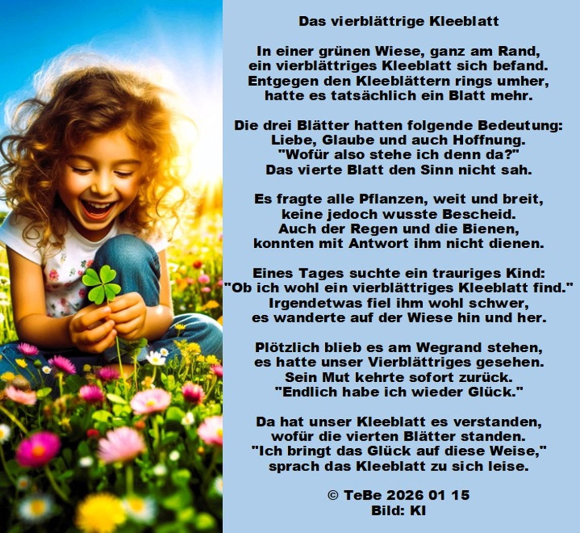 Bildgedicht: Das vierbl&auml;ttrige Kleeblatt