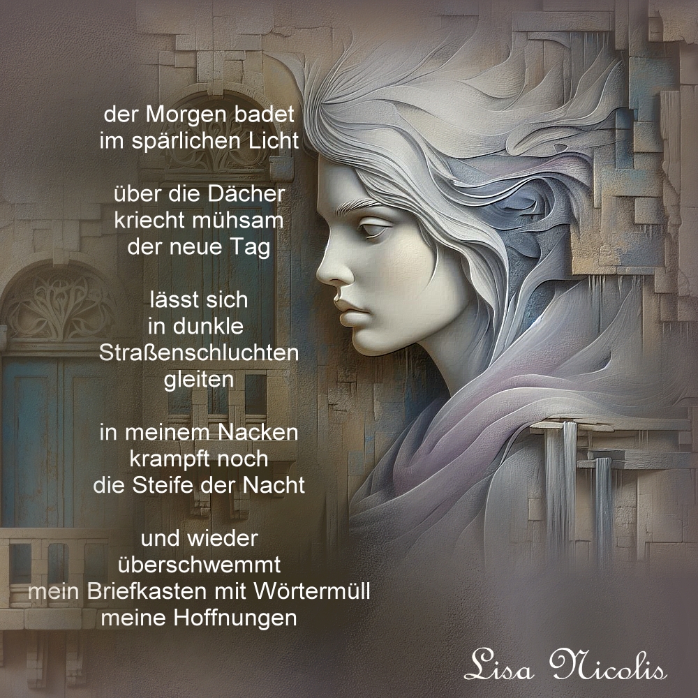 Bildgedicht: Neuer Tag (Bild von mir mit KI erstellt)