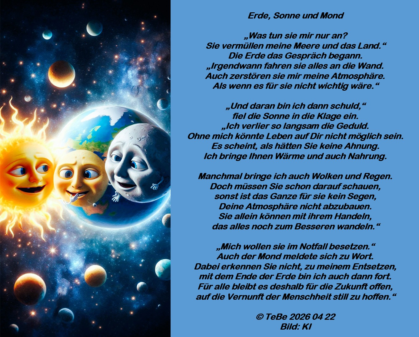 Bildgedicht: Erde, Sonne und Mond