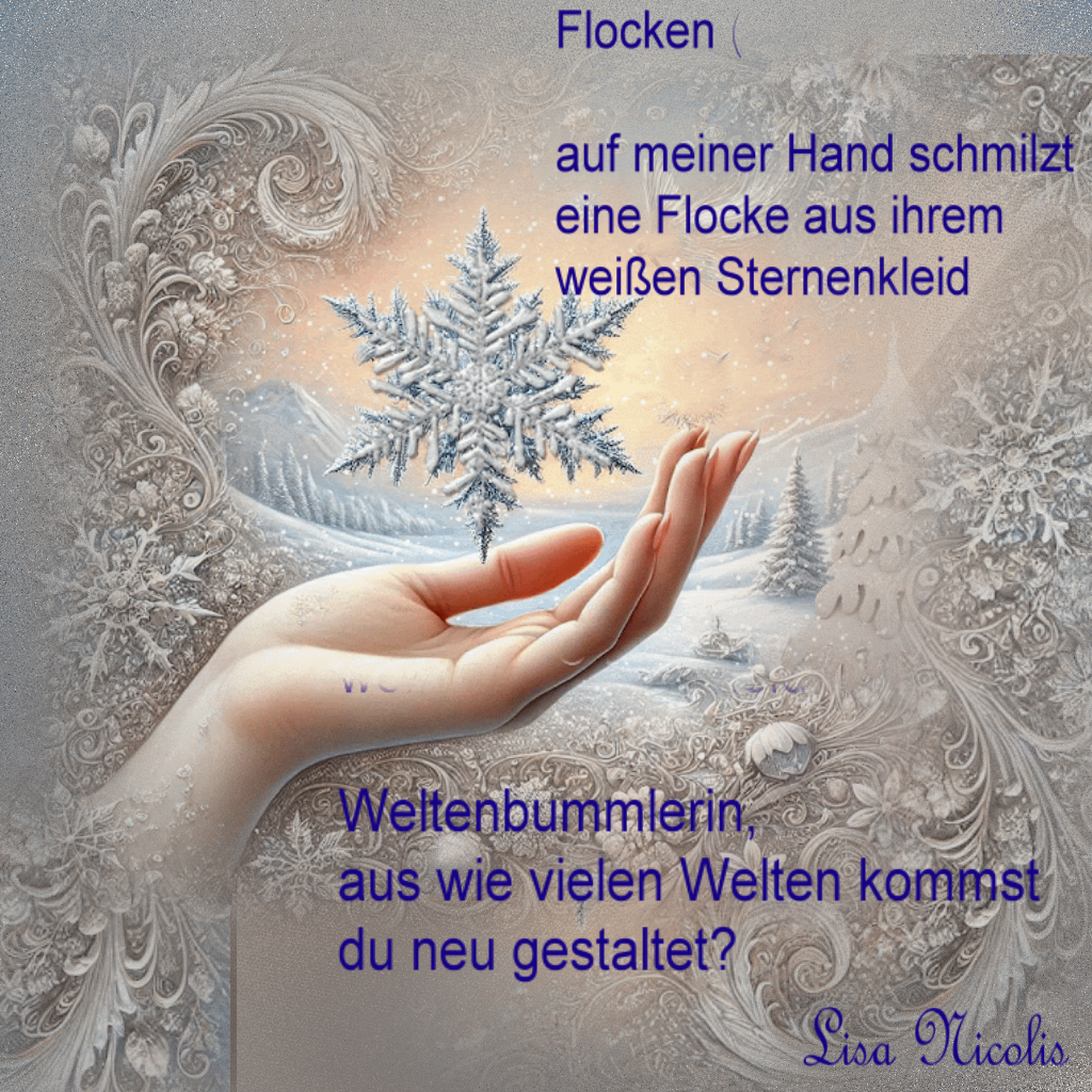 Bildgedicht: Flocken (Doppelhaiku)