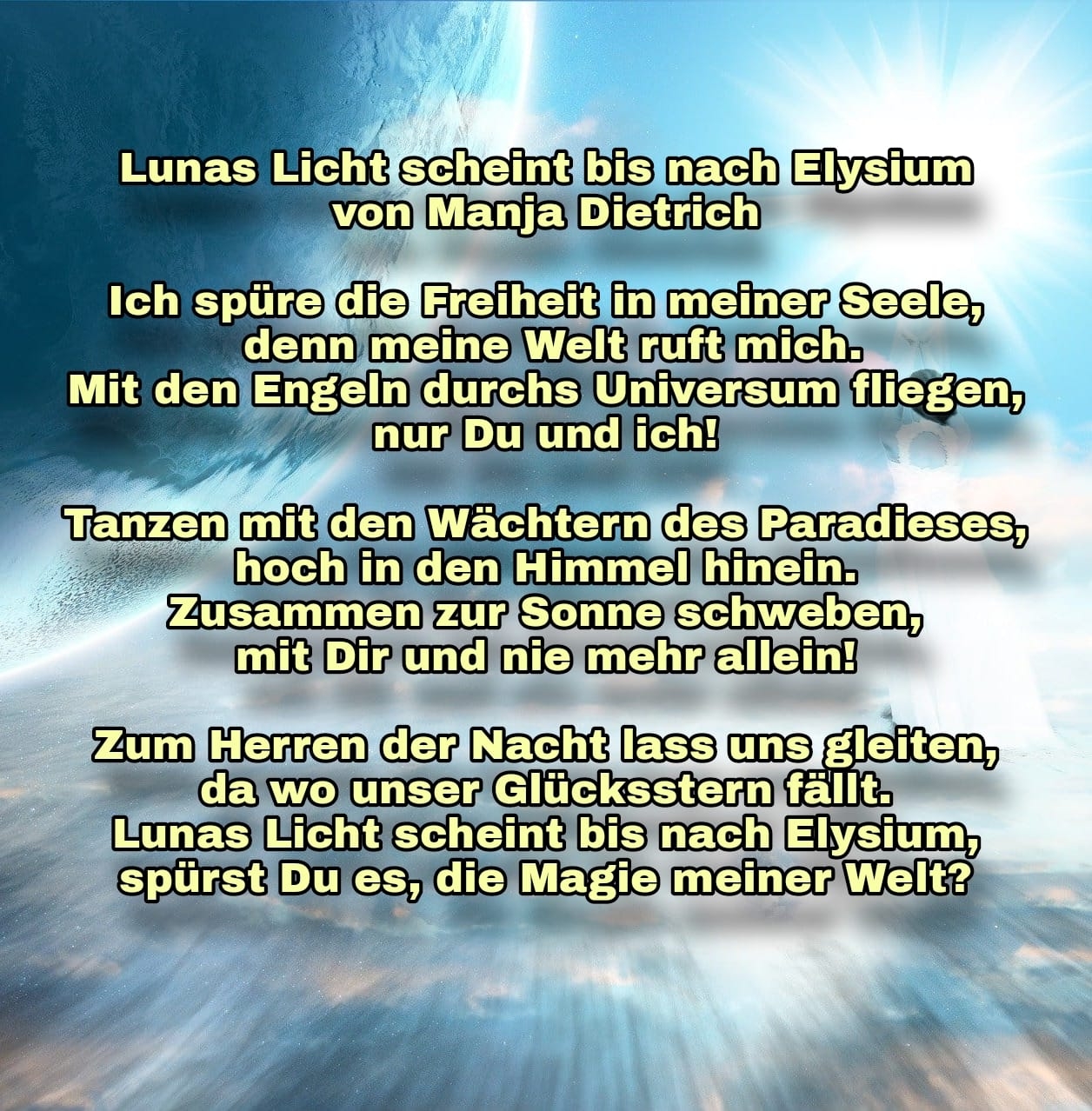 Bildgedicht: Lunas Licht scheint bis nach Elysium 