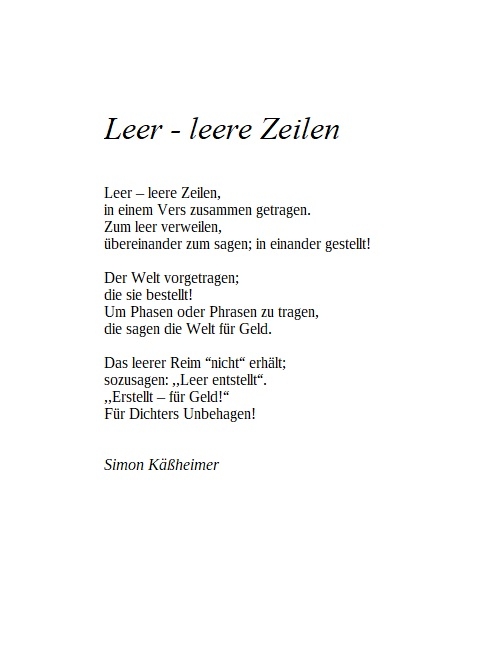 Bildgedicht: Leer - leere Zeilen