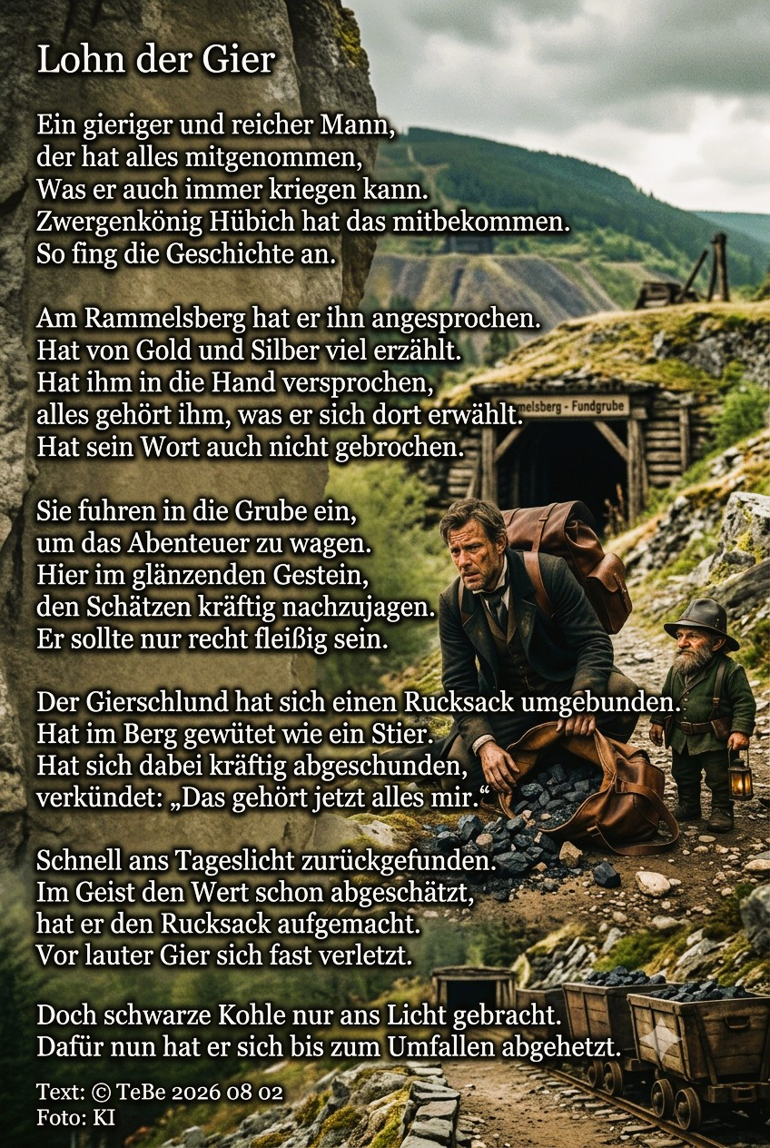 Bildgedicht: Lohn der Gier