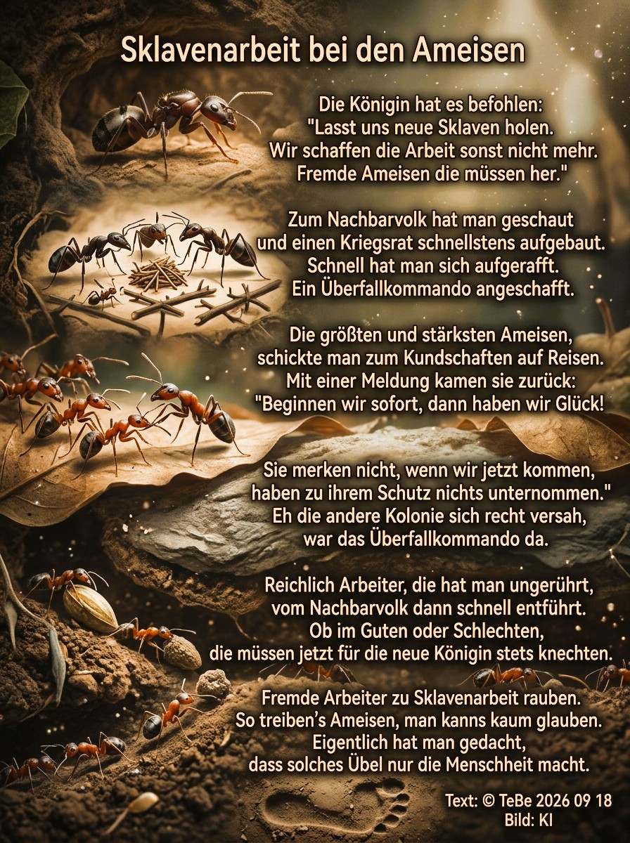 Bildgedicht: Sklavenarbeit bei den Ameisen