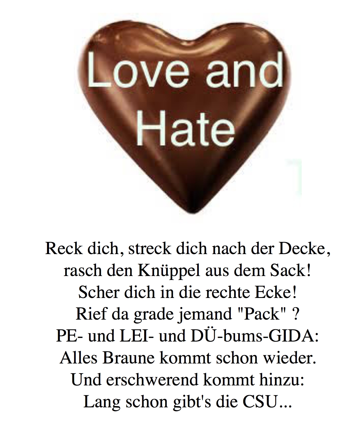 Bildgedicht: Love and hate