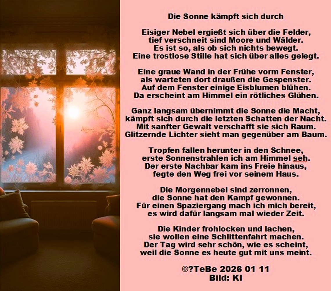 Bildgedicht: Die Sonne k&auml;mpft sich durch