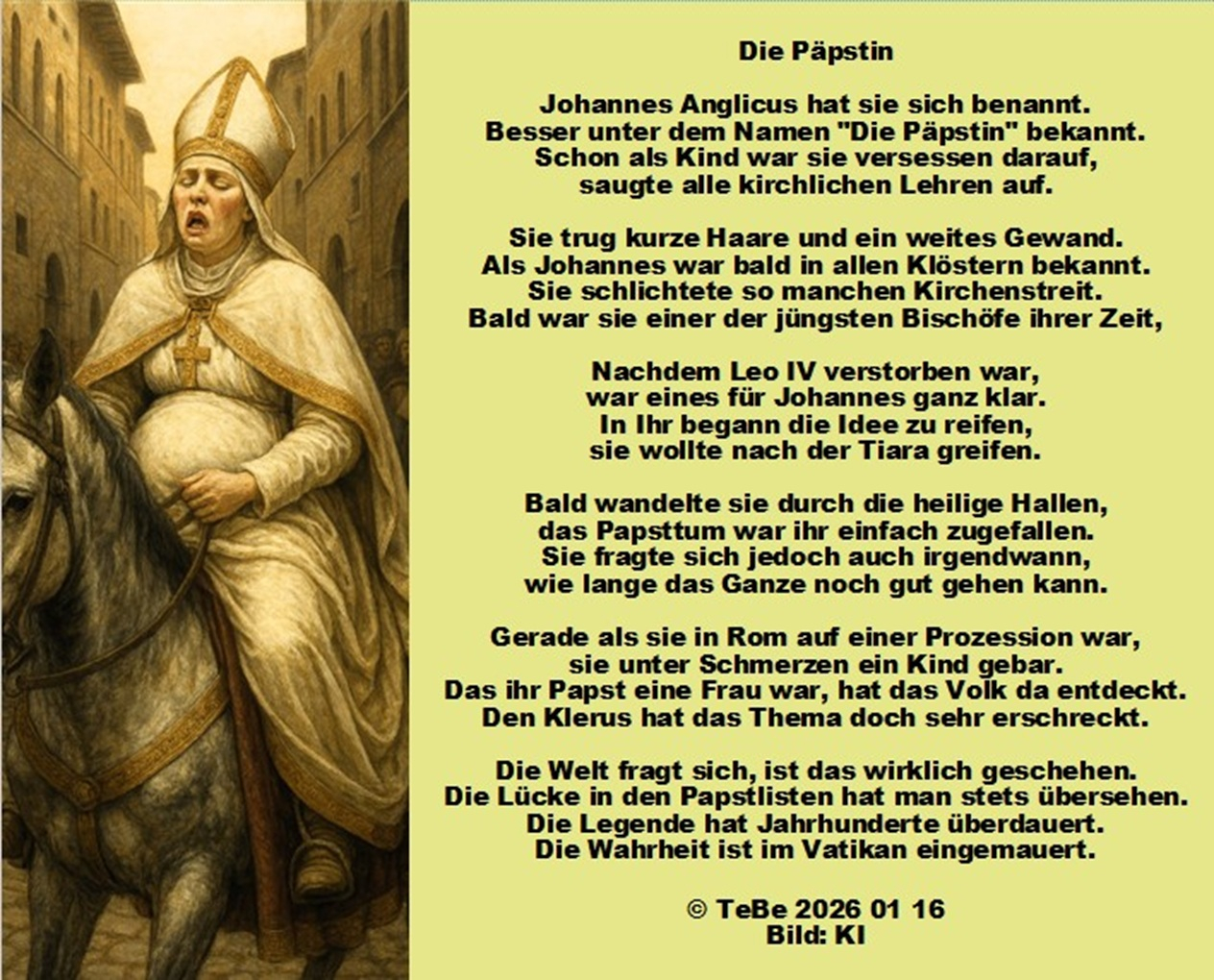Bildgedicht: Die P&auml;pstin