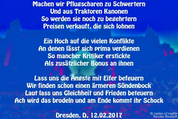 Bildgedicht: Pflugscharen zu Schwertern