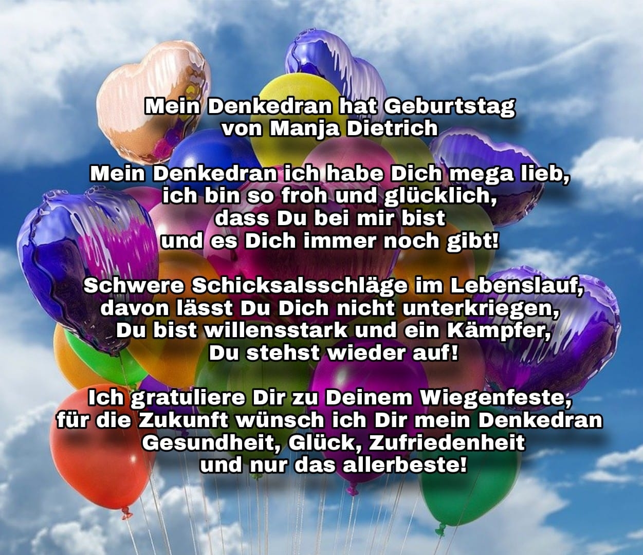 Bildgedicht: Mein Denkedran hat Geburtstag 