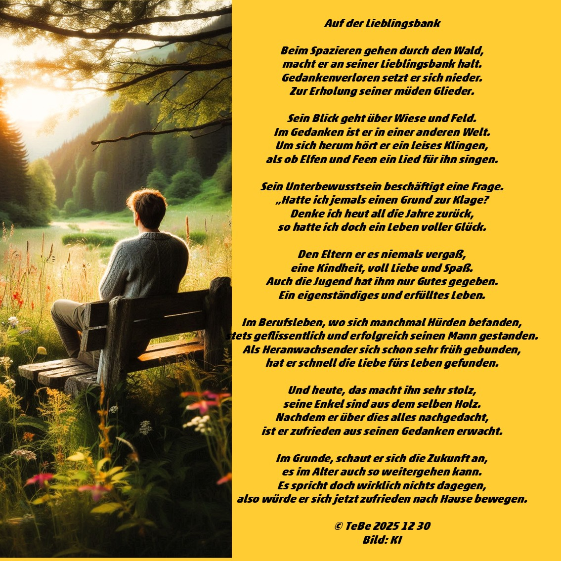 Bildgedicht: Auf der Lieblinksbank
