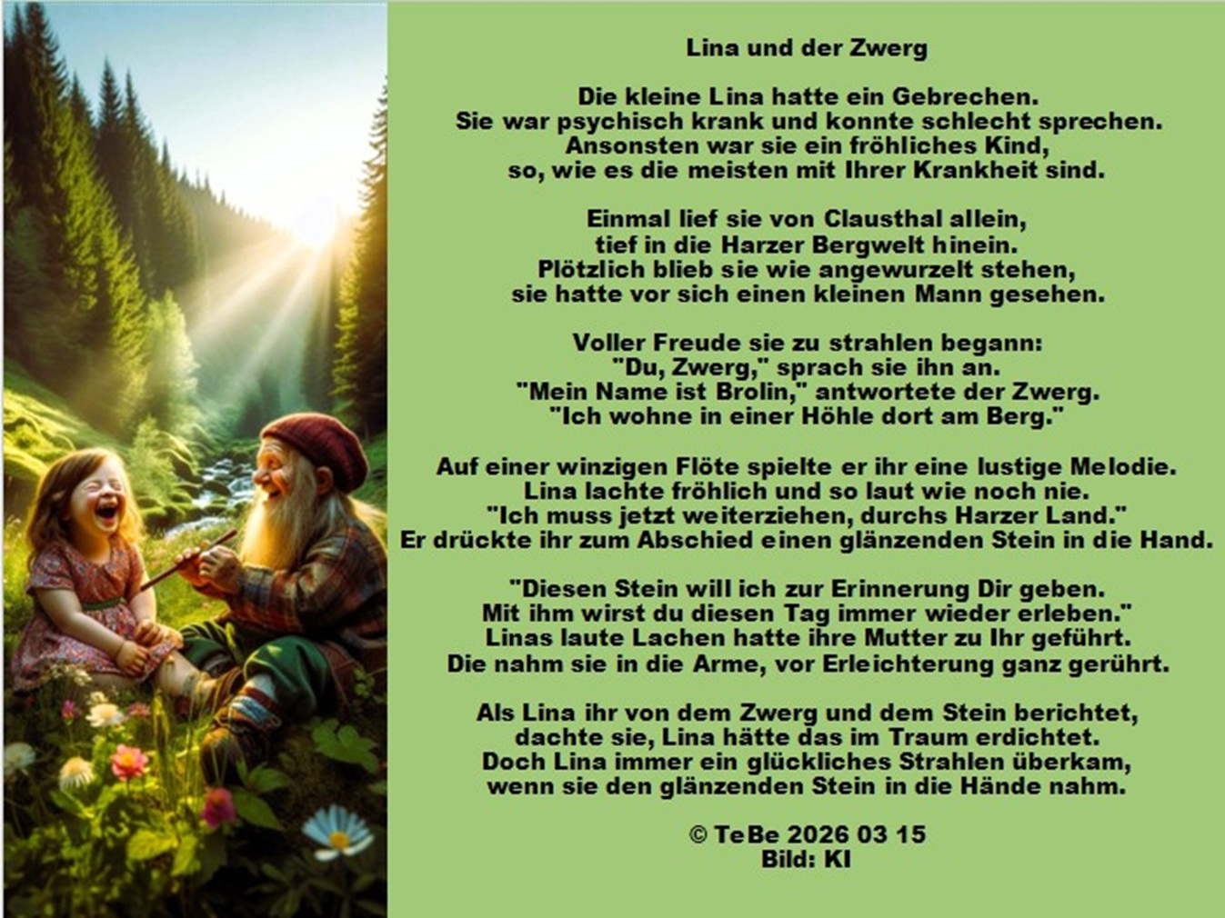 Bildgedicht: Lina und der Zwerg