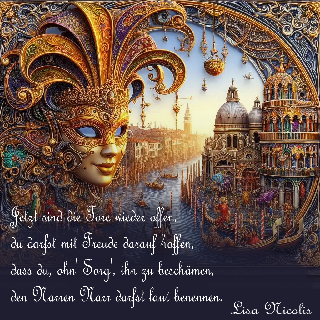 Bildgedicht: Karneval (Bild von mir mit KI erstellt und bearbeitet)