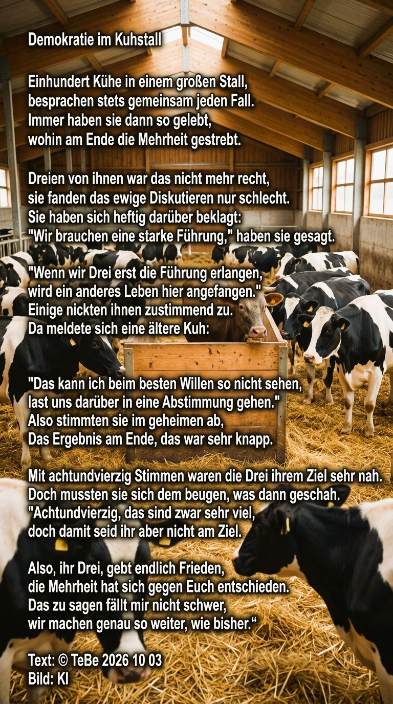 Bildgedicht: Demokratie im Kuhstall