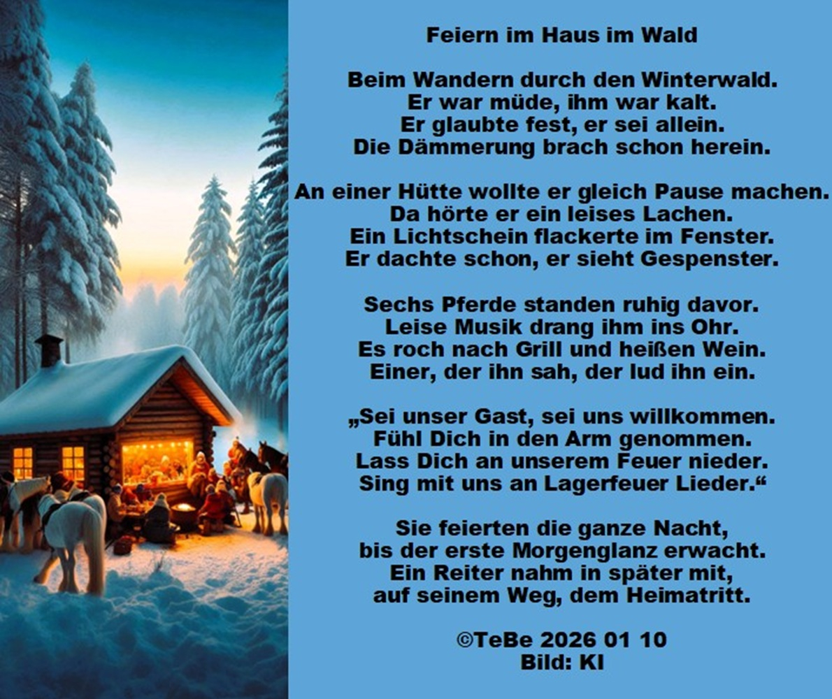 Bildgedicht: Feiern im Haus im Wald