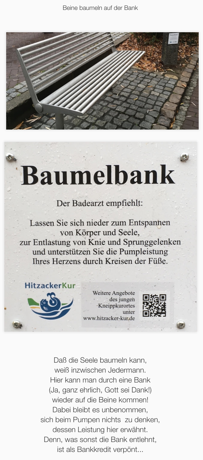 Bildgedicht: Baumelbank