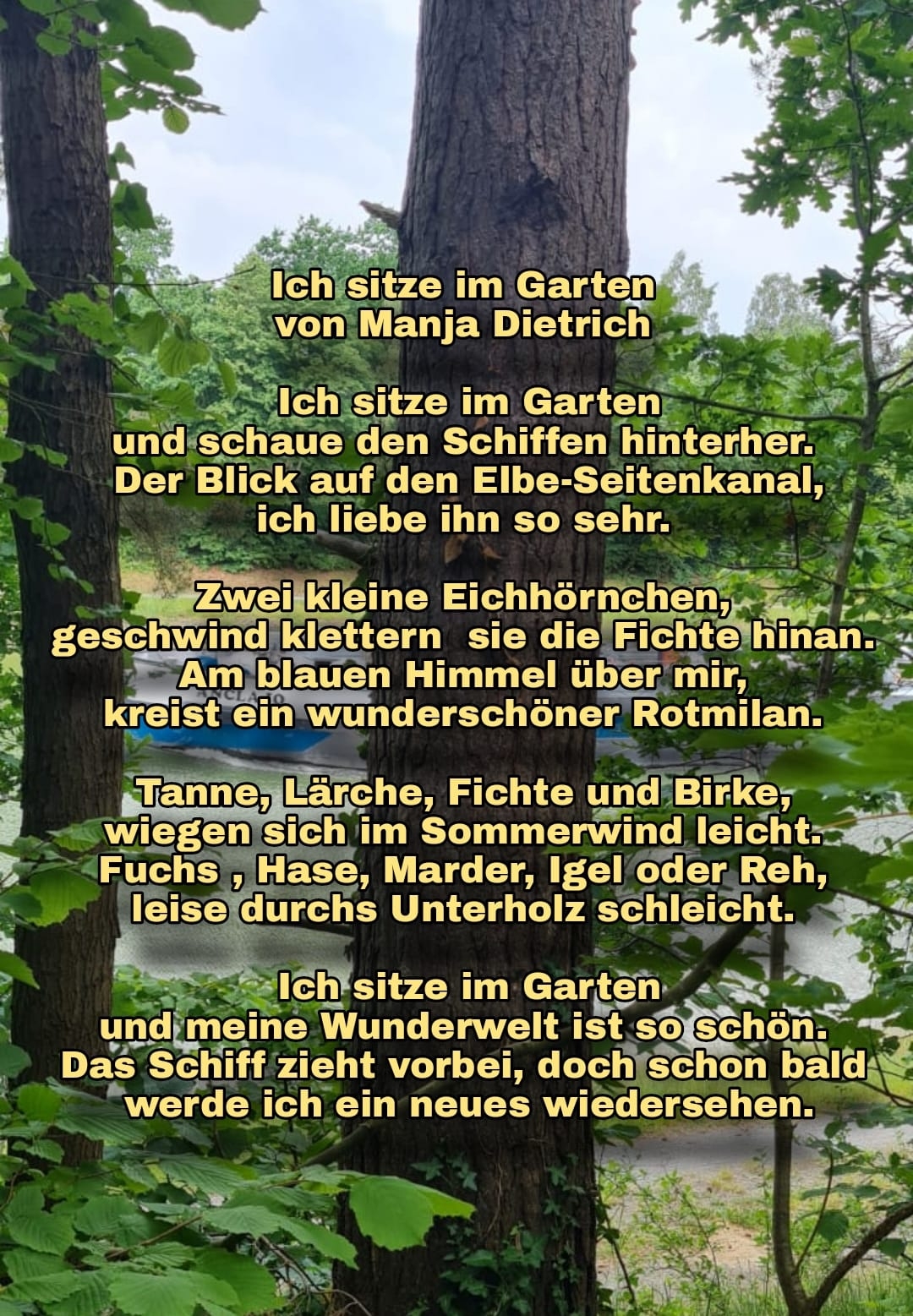 Bildgedicht: Ich sitze im Garten 