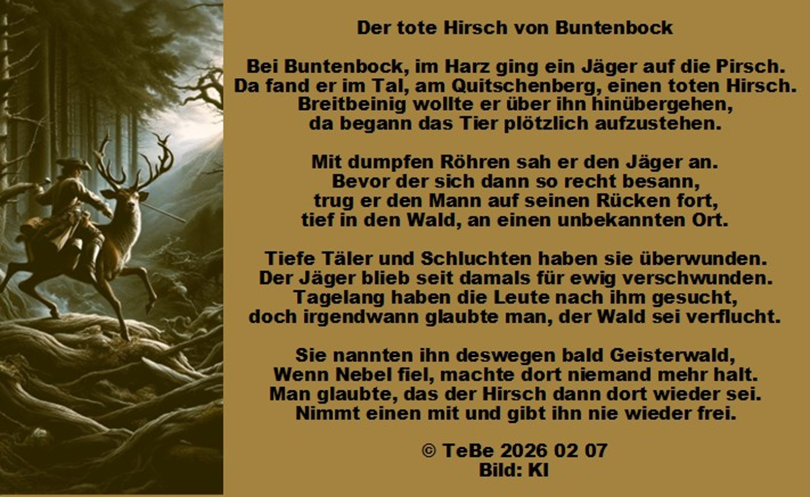 Bildgedicht: Der tote Hirsch von Buntenbock