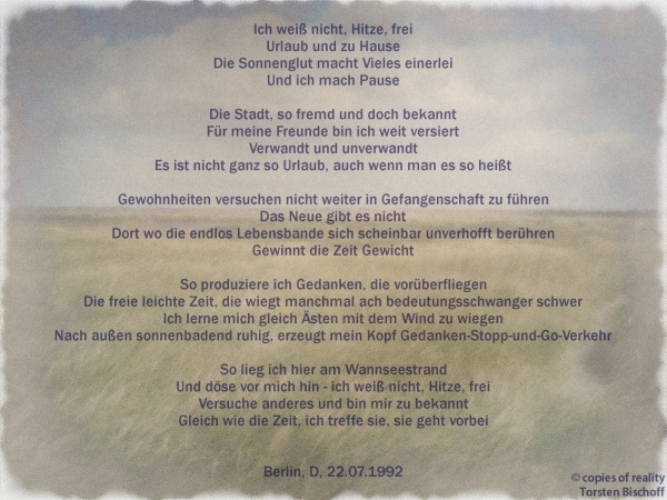 Bildgedicht: Ich weiß nicht, Hitze, frei