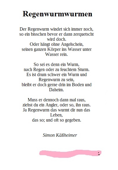 Bildgedicht: Regenwurmwurmen