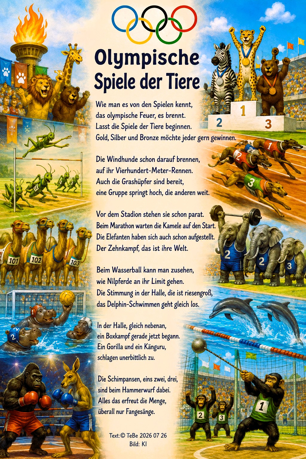 Bildgedicht: Olympische Spiele der Tiere