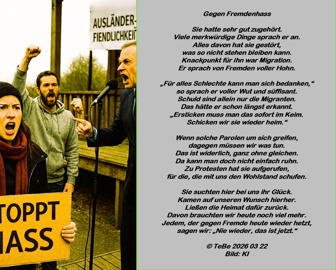 Bildgedicht: Fremdenhass