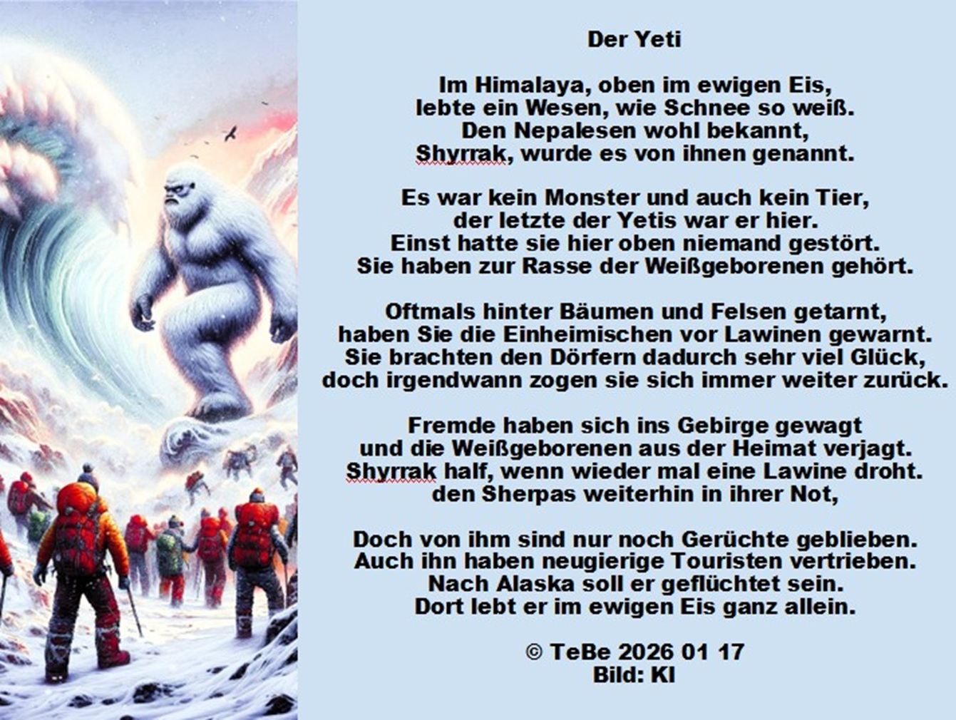 Bildgedicht: Der Yeti