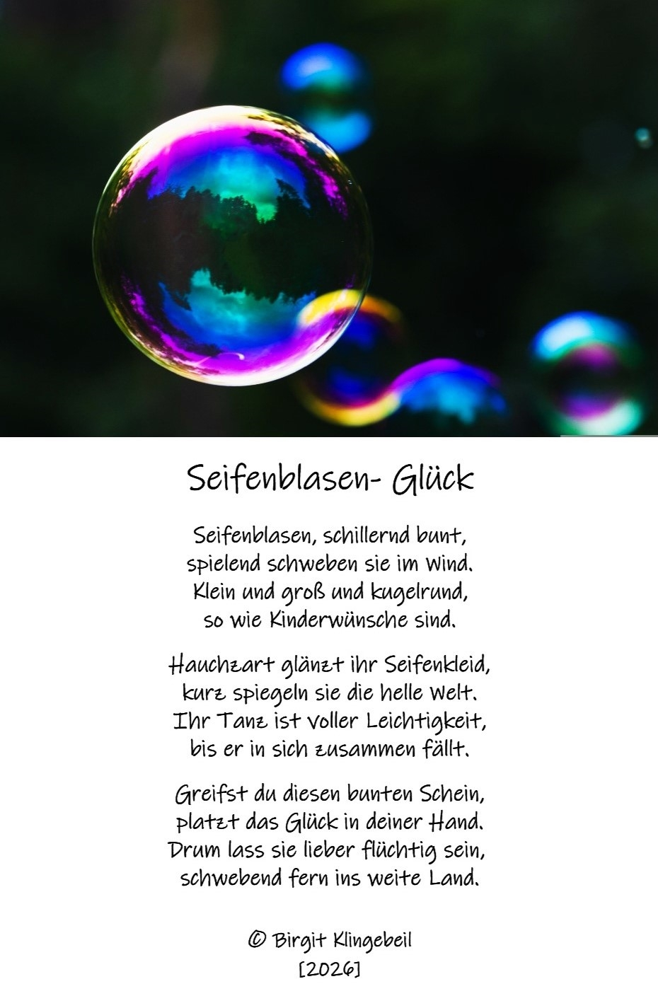 Bildgedicht: Seifenblasen
