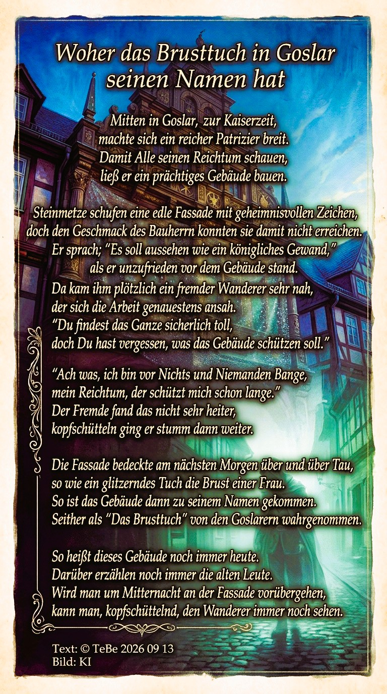 Bildgedicht: Woher das Brusttuch in Goslar seinen Namen hat