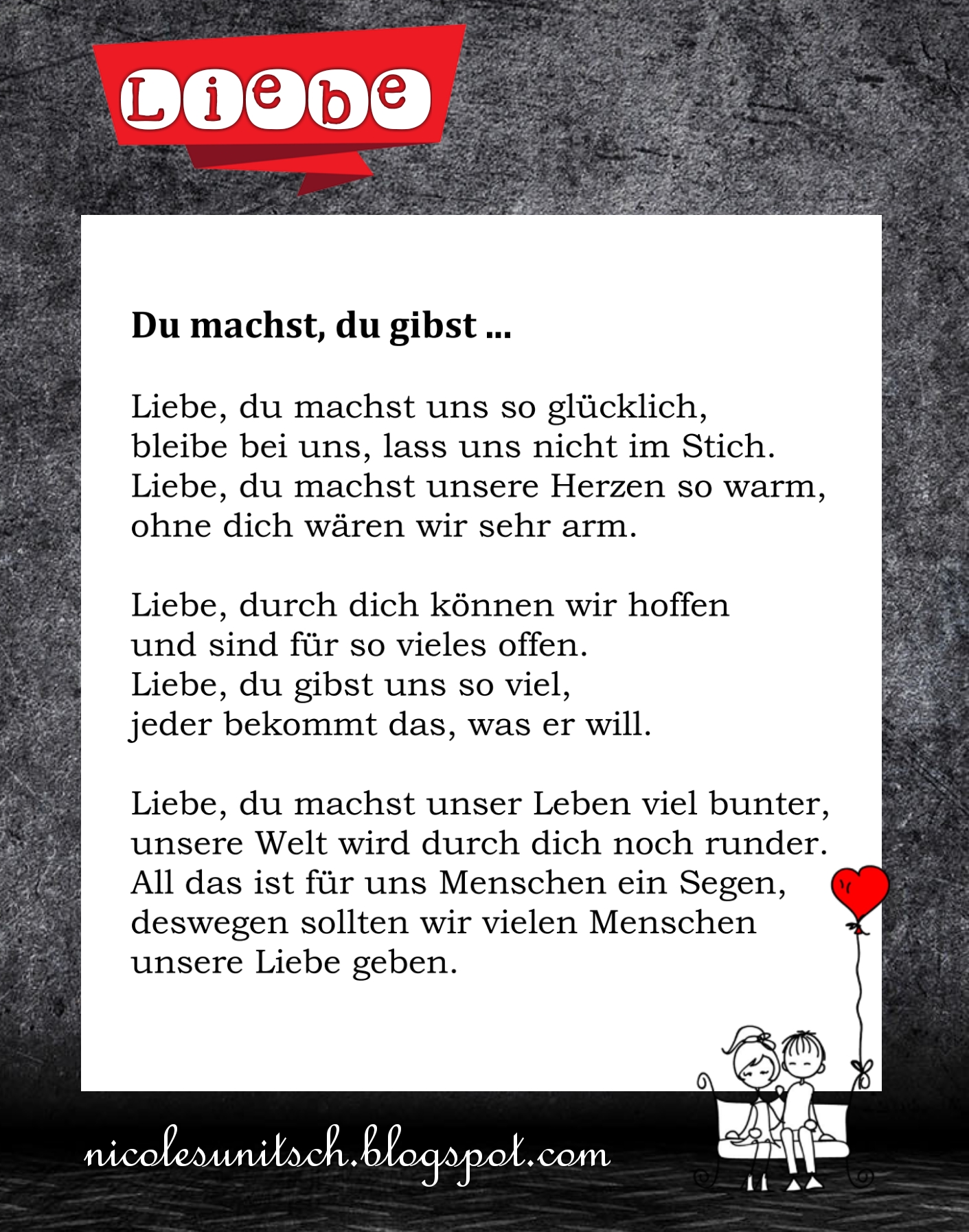 Bildgedicht: Du machst, du gibst ...