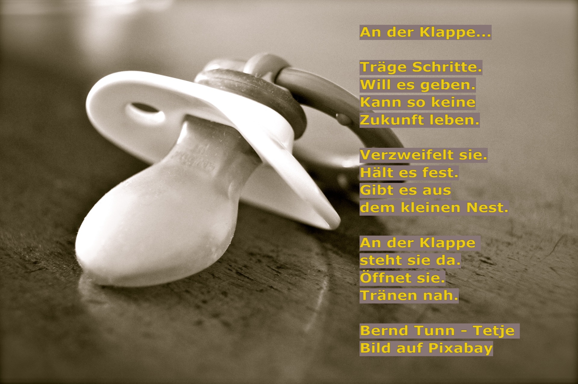 Bildgedicht: An der Klappe...