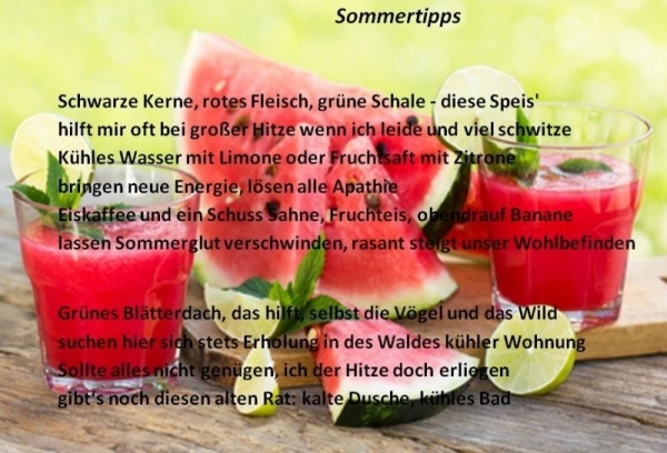 Bildgedicht: Sommertipps