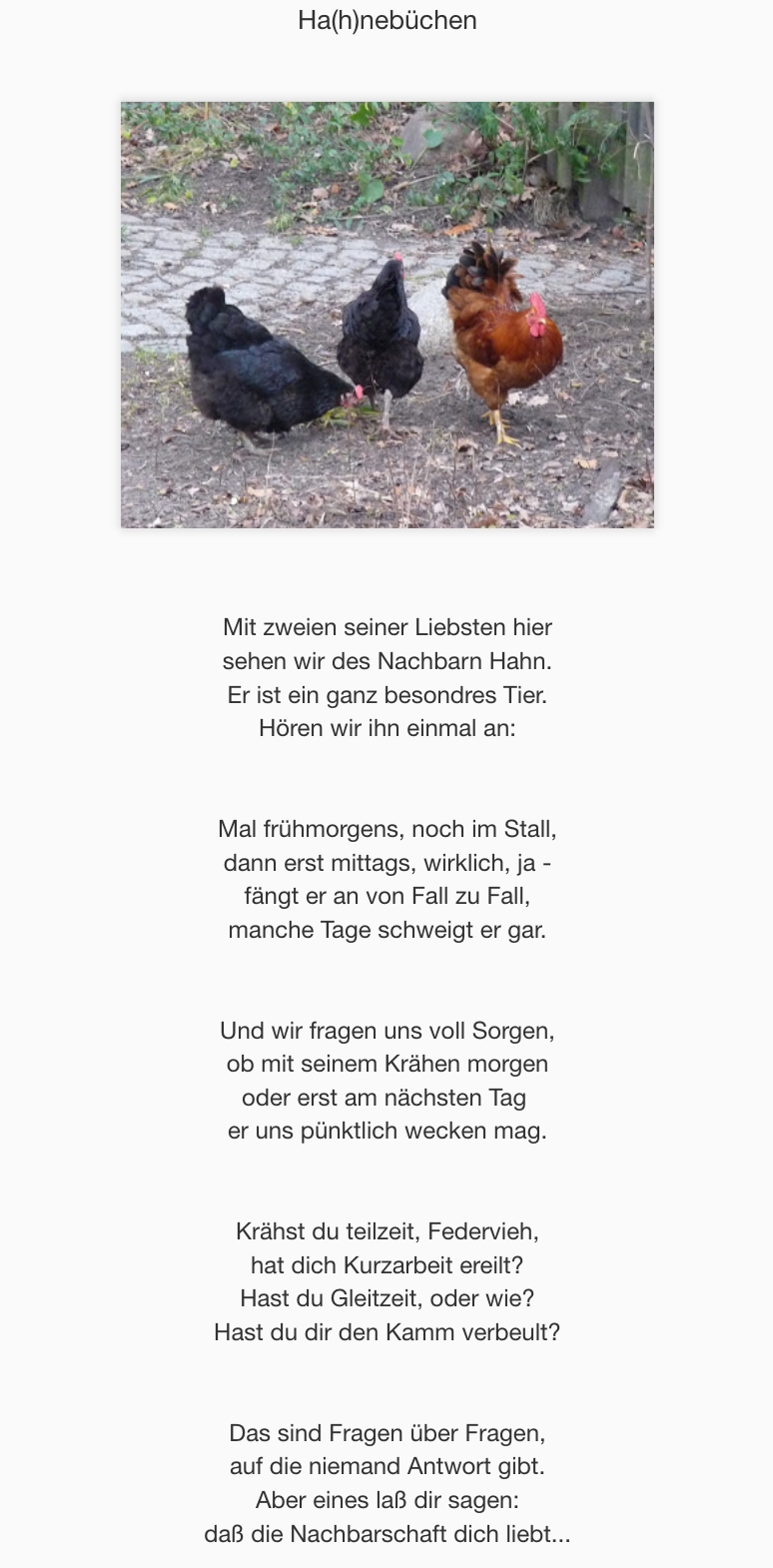 Bildgedicht: Ha(h)nebüchen