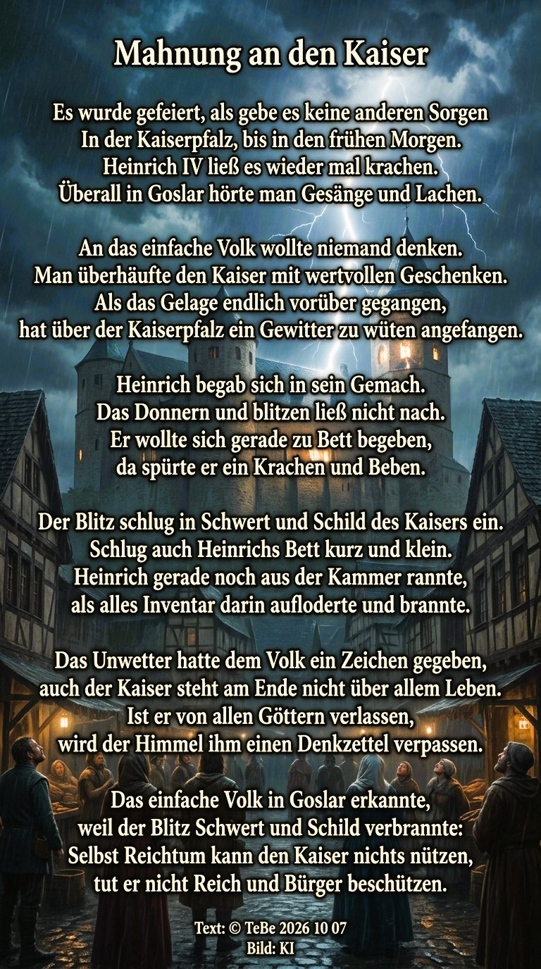 Bildgedicht: Mahnung an den Kaiser