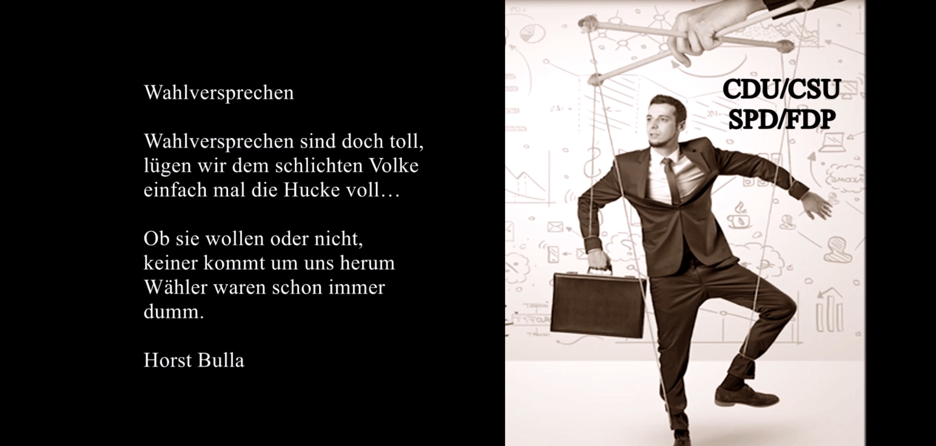 Bildgedicht: Gedicht, Wahlversprechen von Horst Bulla