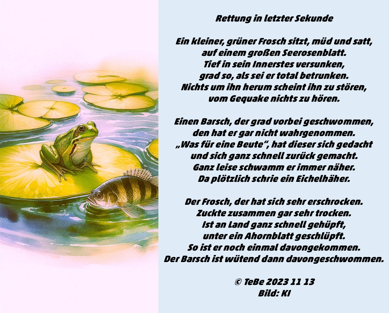 Bildgedicht: Rettung in letzter Sekunde