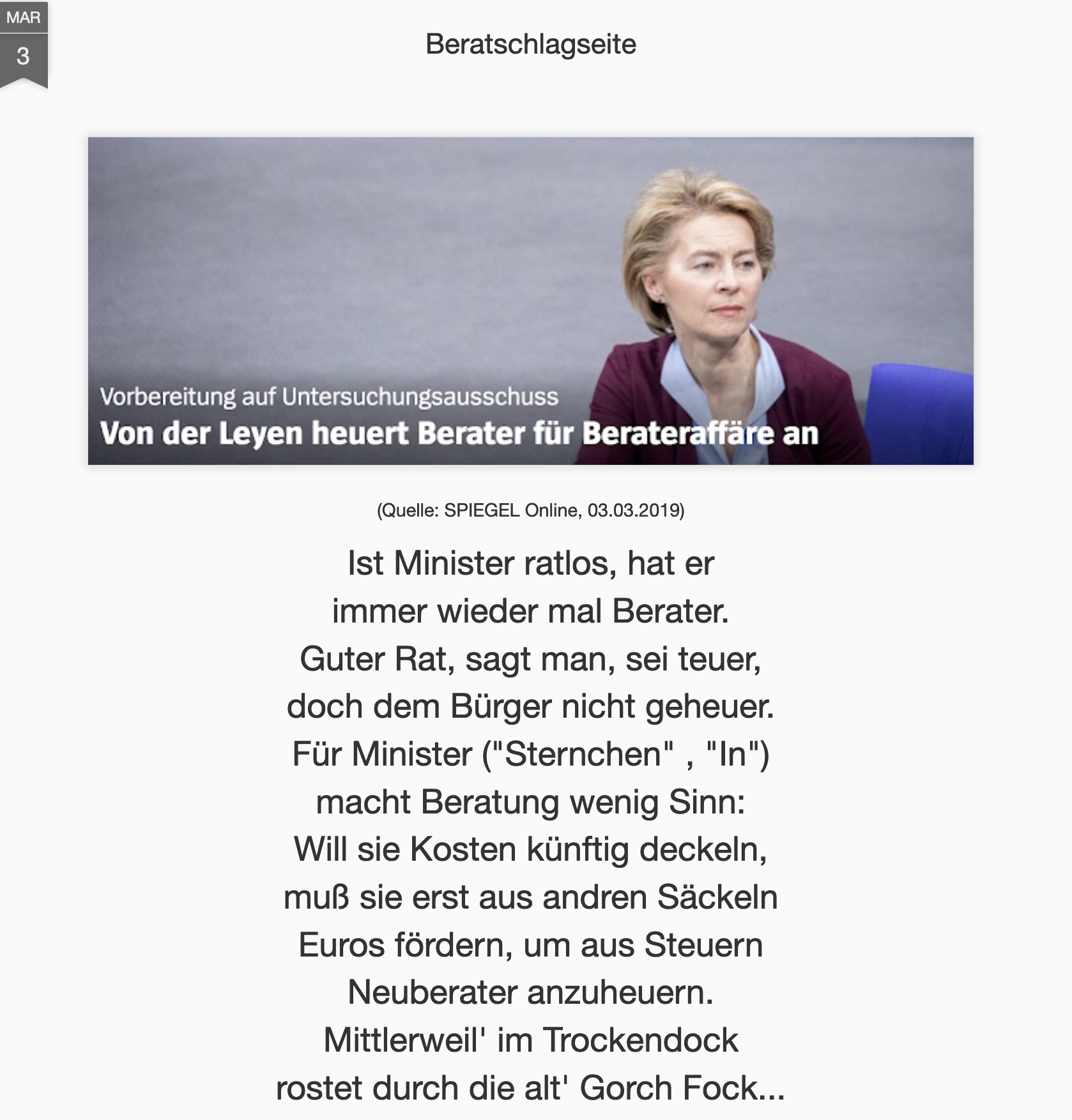 Bildgedicht: Beratschlagseite