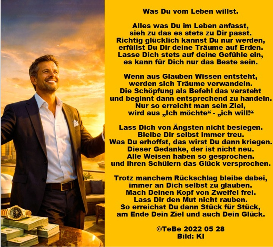 Bildgedicht: Was Du vom Leben willst