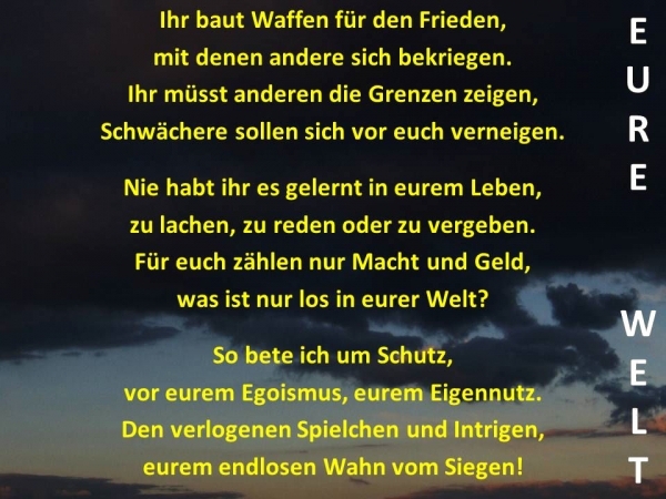 Bildgedicht: Eure Welt