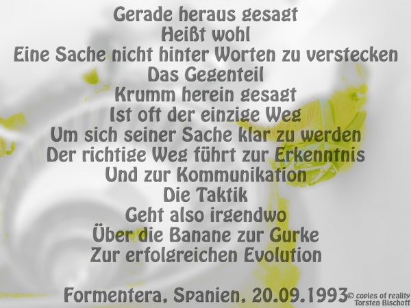 Bildgedicht: Gerade heraus