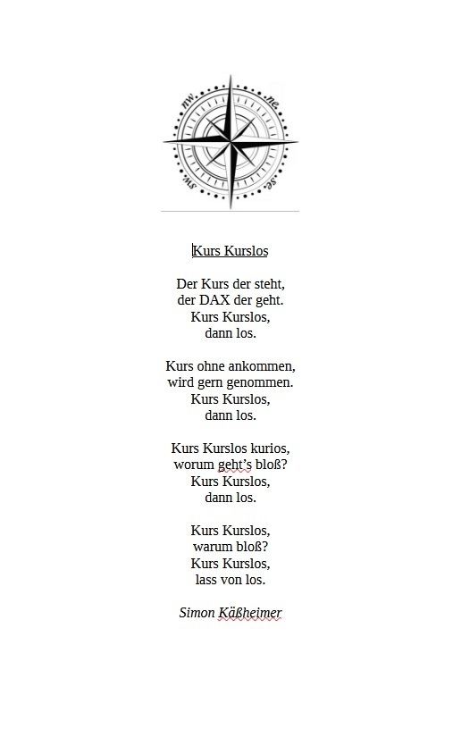 Bildgedicht: Kurs Kurslos