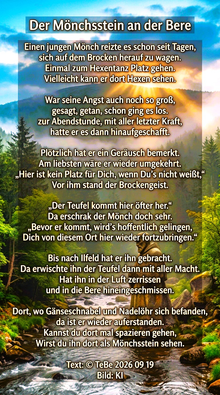 Bildgedicht: Der M&ouml;nchsstein an der Bere