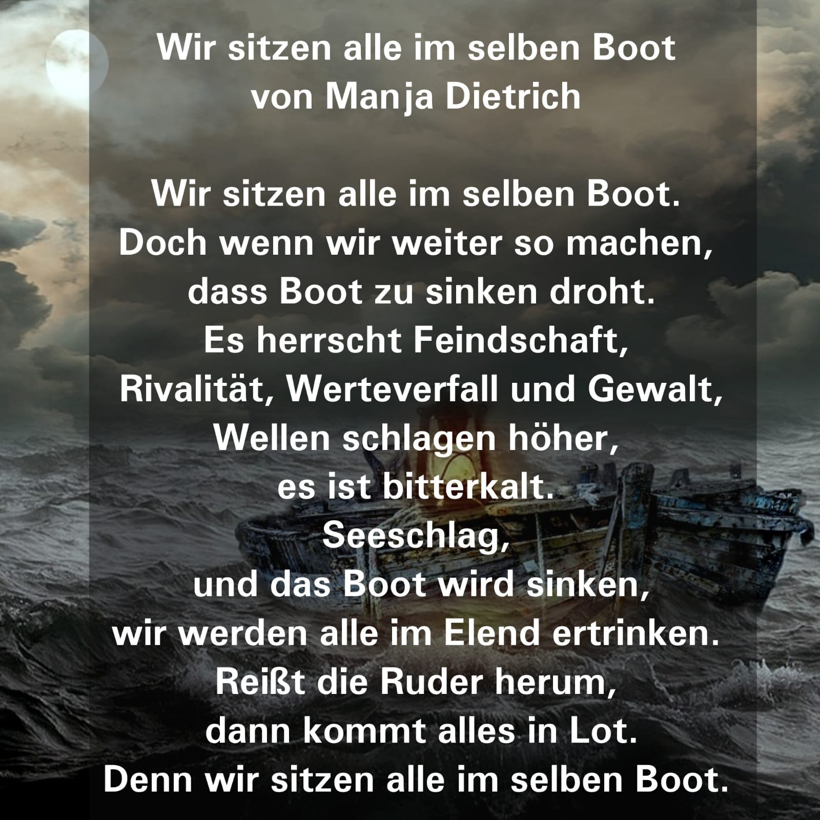 Bildgedicht: Wir sitzen alle im selben Boot 